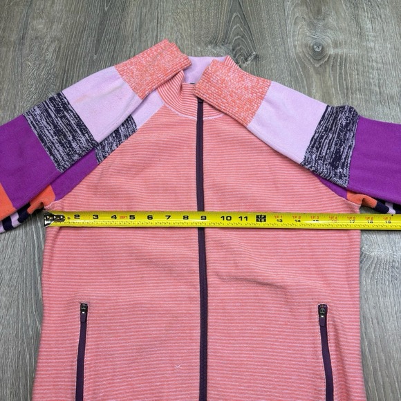 Title Nine Full Zip Ski Sweater Colorful Knit Mock Neck Pink Women's Size Medium - Picture 6 of 13